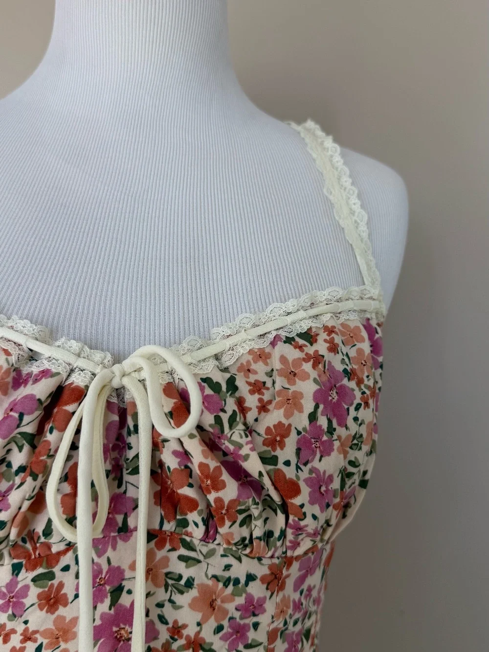 0331 - Commense Floral Print Trim Cami Midi Dress - Picture 7 of 14